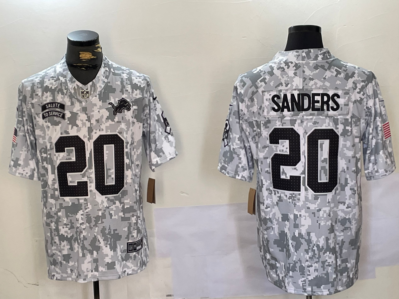 Men's Detroit Lions Barry Sanders #20 Arctic Camo 2024 Salute to Service Retired Limited Jersey